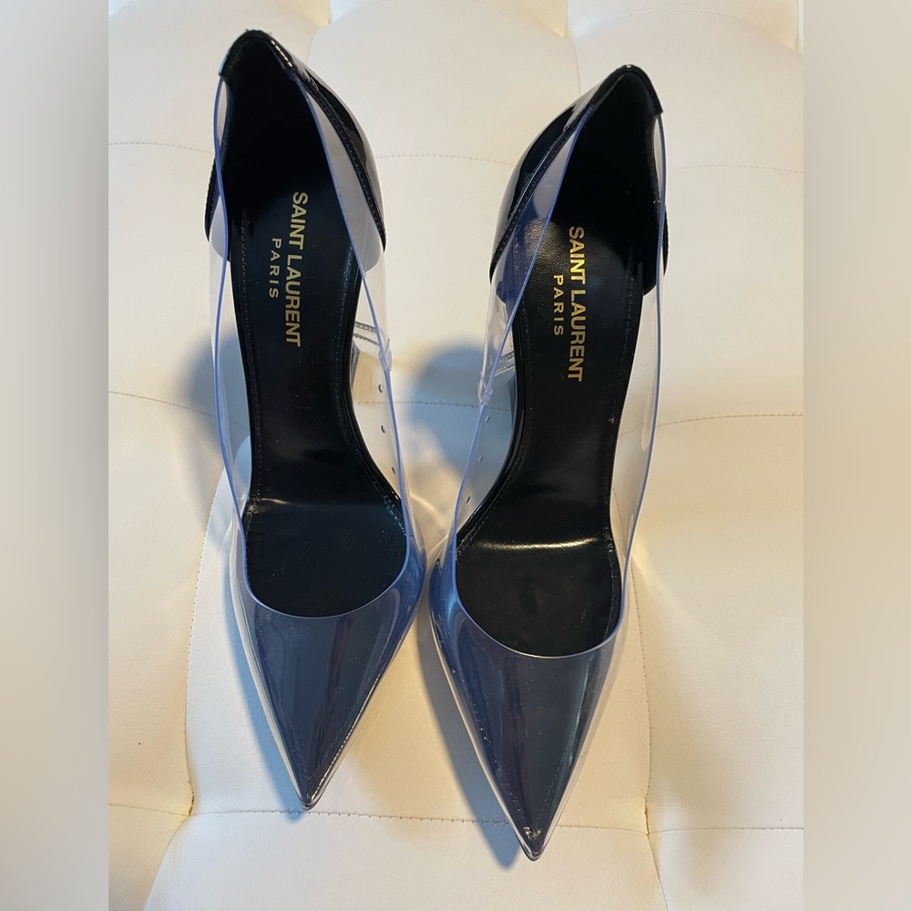 Sold Yves Saint Laurent Opyum Pointed Toe Logo Heel Pumps - Picture 5 of 10